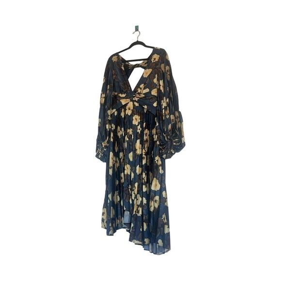 acler palms pleated midi dress floral posy print AU10/US6 - Picture 7 of 13